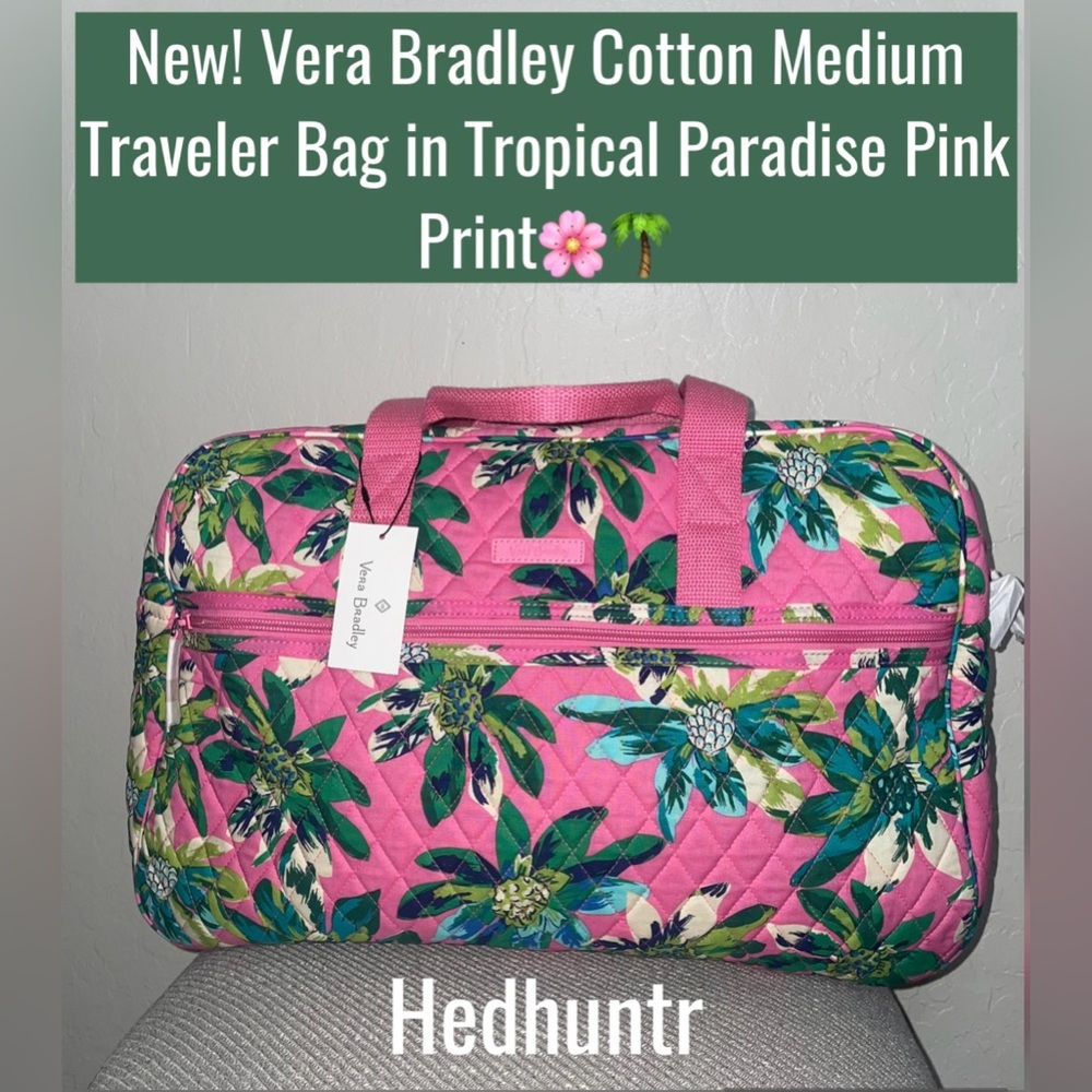 🎉HP🎉New! Vera Bradley Cotton Medium Traveler Bag in Tropical Paradise Pink🌴